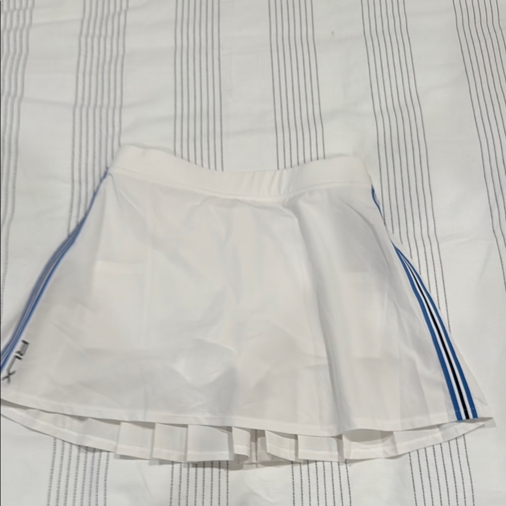 White Tennis Skirt with Blue Stripes
